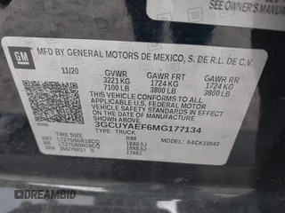 2021 Chevrolet Silverado 1500 Work Truck with VIN 3GCUYAEF6MG177134, listed as a IAAI auction lot 42080959 with 95,973 mi miles and . Bid and sale history available at DreamBid. Image 9.