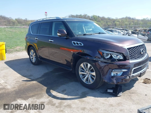 2015 Infiniti QX80 with VIN JN8AZ2NC4F9370790, listed as a IAAI auction lot 41985910 with 125,615 mi miles. Bid and sale history available at carsss.com. Image 1.
