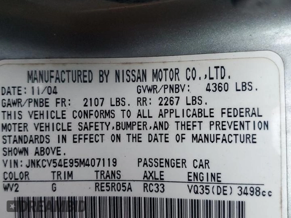 2005 Infiniti G35 Coupe with VIN JNKCV54E95M407119, listed as a Copart auction lot 69438314 with 156,257 mi miles and Salvage Title. Bid and sale history available at carsss.com. Image 12.