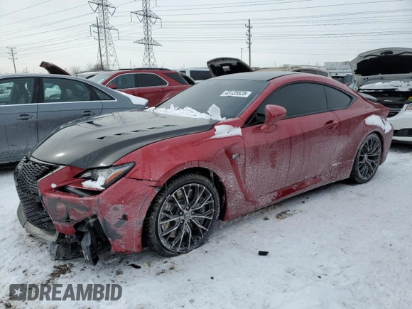 2015 Lexus RC F with VIN JTHHP5BC0F5002408, listed as a Copart auction lot 45125525 with 75,601 mi miles and Salvage Title. Bid and sale history available at carsss.com. Image 1.