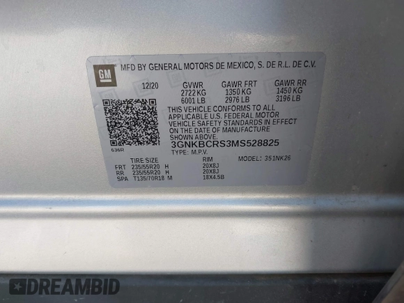 2021 Chevrolet Blazer LT z VIN 3GNKBCRS3MS528825, wystawiony jako IAAI lot #41756446 z przebiegiem 104 053 mil mil oraz . Historia ofert i sprzedaży dostępna na DreamBid. Obrazek 9.