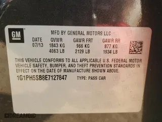 2014 Chevrolet Cruze ECO with VIN 1G1PH5SB8E7127847, listed as a Copart auction lot 86127874 with 0 mi miles and Salvage Title. Bid and sale history available at carsss.com. Image 13.