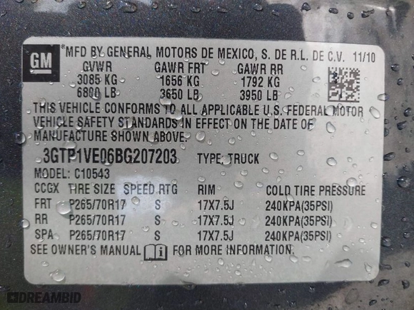 2011 GMC Sierra 1500 SLE with VIN 3GTP1VE06BG207203, listed as a IAAI auction lot 41495972 with 151,239 mi miles. Bid and sale history available at carsss.com. Image 9.
