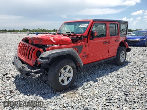 2021 Jeep Wrangler Unlimited Sport S with VIN 1C4HJXDN6MW685705, listed as a Copart auction lot 65996845 with 53,859 mi miles and Non repairable. Bid and sale history available at DreamBid. Image 1.