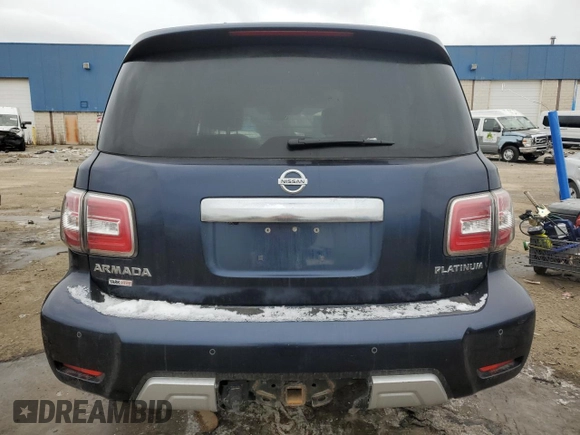 2018 Nissan Armada Platinum with VIN JN8AY2NE8J9730401, listed as a Copart auction lot 44050385 with 77,305 mi miles and Salvage Title. Bid and sale history available at carsss.com. Image 6.
