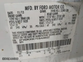 2014 Ford Edge SE with VIN 2FMDK3GC7EBA08627, listed as a IAAI auction lot 42017440 with 158,859 mi miles. Bid and sale history available at carsss.com. Image 9.