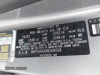 2022 Kia Forte LXS z VIN 3KPF24AD0NE436326, wystawiony jako IAAI lot #41478575 z przebiegiem 72 630 mil mil oraz . Historia ofert i sprzedaży dostępna na DreamBid. Obrazek 9.