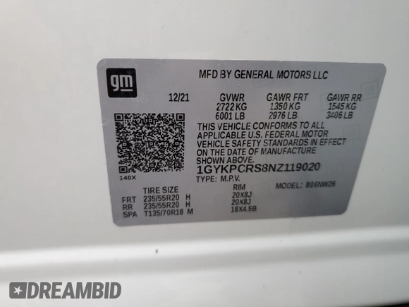 2022 Cadillac XT6 Premium Luxury with VIN 1GYKPCRS8NZ119020, listed as a Copart auction lot 80645524 with 29,173 mi miles and Salvage Title. Bid and sale history available at carsss.com. Image 13.