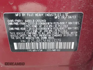 2014 Subaru Forester Premium with VIN JF2SJAEC5EH433029, listed as a IAAI auction lot 42680628 with 171,548 mi miles and . Bid and sale history available at DreamBid. Image 9.