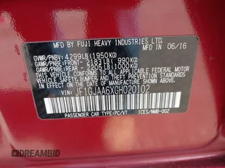 2016 Subaru Impreza z VIN JF1GJAA6XGH020102, wystawiony jako IAAI lot #40920142 z przebiegiem 91 383 mil mil oraz . Historia ofert i sprzedaży dostępna na DreamBid. Obrazek 9.
