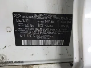 2018 Hyundai Sonata SE with VIN 5NPE24AF6JH601623, listed as a IAAI auction lot 41854043 with Not Provided miles and . Bid and sale history available at carsss.com. Image 9.