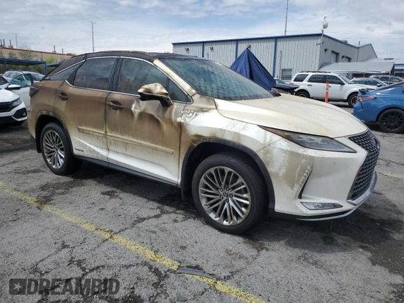 2021 Lexus RX 450h with VIN 2T2JGMDA7MC059046, listed as a Copart auction lot 55775225 with 8,085 mi miles and Salvage title. Bid and sale history available at DreamBid. Image 4.