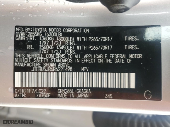2024 Toyota 4Runner TRD Off Road with VIN JTERU5JR6R6221498, listed as a Copart auction lot 44456845 with 18,578 mi miles and Salvage Title. Bid and sale history available at carsss.com. Image 13.