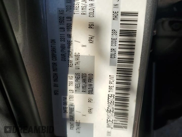 2014 Mazda 2 Sport with VIN JM1DE1KY6E0189739, listed as a Copart auction lot 76468914 with 107,164 mi miles and Salvage Title. Bid and sale history available at carsss.com. Image 13.
