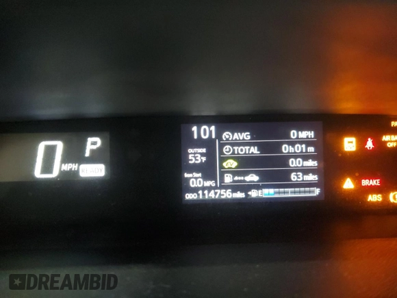 2018 Toyota Prius One with VIN JTDKDTB33J1613148, listed as a Copart auction lot 53458245 with 114,756 mi miles and Clean Title. Bid and sale history available at DreamBid. Image 9.