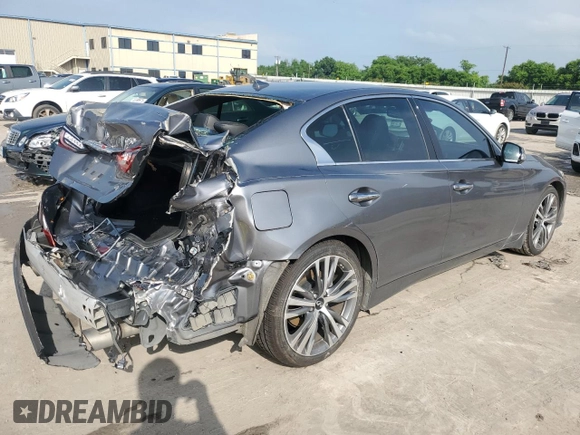 2021 Infiniti Q50 Signature Edition with VIN JN1EV7CP9MM703669, listed as a Copart auction lot 54861195 with 50,856 mi miles and Salvage title. Bid and sale history available at DreamBid. Image 3.