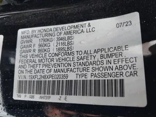 2023 Honda Civic Sport with VIN 19XFL2H8XPE020359, listed as a IAAI auction lot 41818720 with Not Provided miles and . Bid and sale history available at DreamBid. Image 9.