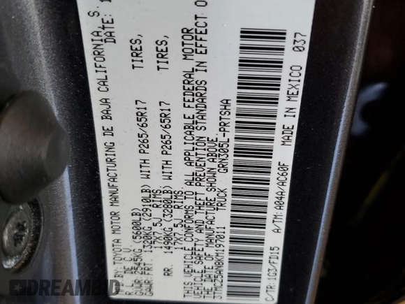 2019 Toyota Tacoma SR z VIN 3TMCZ5AN8KM197011, wystawiony jako Copart lot #56198675 z przebiegiem 117 363 mil mil oraz Szkoda całkowita • Salvage title. Historia ofert i sprzedaży dostępna na DreamBid. Obrazek 13.