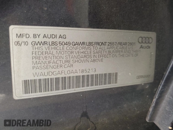 2010 Audi S4 Premium Plus with VIN WAUDGAFL0AA185213, listed as a Copart auction lot 77115174 with 135,707 mi miles and Salvage Title. Bid and sale history available at carsss.com. Image 13.