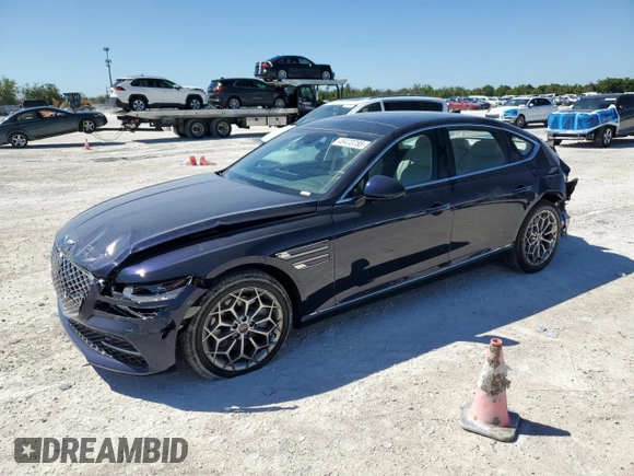 2024 Genesis G80 2.5T z VIN KMTGB4SC6RU227336, wystawiony jako Copart lot #48473755 z przebiegiem 8479 mil mil oraz Szkoda całkowita • Salvage title. Historia ofert i sprzedaży dostępna na DreamBid. Obrazek 1.