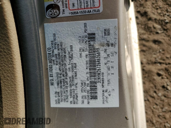 2006 Lincoln Zephyr z VIN 3LNHM26126R626690, wystawiony jako Copart lot #71560864 z przebiegiem 136 886 mil mil oraz Szkoda całkowita • Salvage title. Historia ofert i sprzedaży dostępna na DreamBid. Obrazek 12.