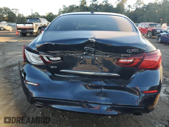 2018 Infiniti Q70 Luxe with VIN JN1BY1PR3JM370674, listed as a Copart auction lot 80849564 with 68,702 mi miles and Salvage title. Bid and sale history available at DreamBid. Image 6.