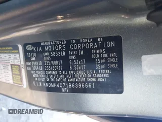 2011 Kia Sedona EX with VIN KNDMH4C71B6396661, listed as a IAAI auction lot 41412771 with 175,192 mi miles. Bid and sale history available at carsss.com. Image 9.