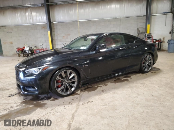 2018 Infiniti Q60 Red Sport 400 z VIN JN1FV7EL5JM630102, wystawiony jako Copart lot #46364025 z przebiegiem Nie podano mil oraz Szkoda całkowita • Salvage title. Historia ofert i sprzedaży dostępna na DreamBid. Obrazek 1.