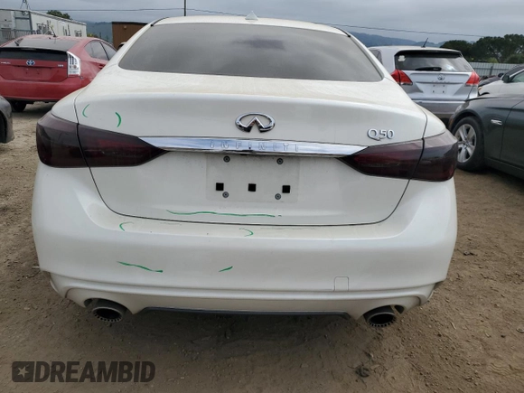 2019 Infiniti Q50 Luxe with VIN JN1EV7AP6KM516986, listed as a Copart auction lot 53080575 with Not provided miles and Salvage title. Bid and sale history available at DreamBid. Image 6.