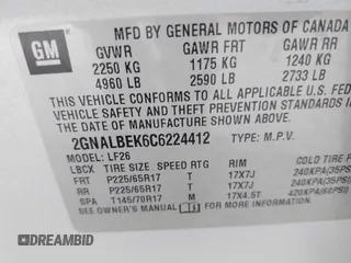 2012 Chevrolet Equinox LS with VIN 2GNALBEK6C6224412, listed as a IAAI auction lot 42091755 with 134,855 mi miles and . Bid and sale history available at DreamBid. Image 9.
