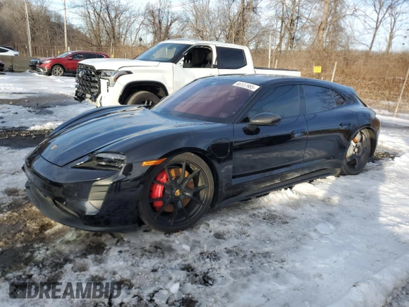 2023 Porsche Taycan GTS with VIN WP0CD2Y14PSA90314, listed as a Copart auction lot 46137985 with 7,961 mi miles and Salvage title. Bid and sale history available at DreamBid. Image 1.
