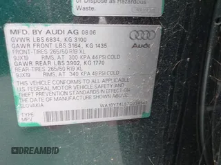 2007 Audi Q7 Premium z VIN WA1BY74L57D034561, wystawiony jako IAAI lot #42730657 z przebiegiem 174 110 mil mil oraz . Historia ofert i sprzedaży dostępna na DreamBid. Obrazek 9.