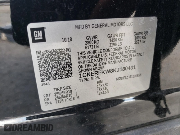 2019 Chevrolet Traverse LS with VIN 1GNERFKW8KJ180431, listed as a Copart auction lot 69841374 with 98,065 mi miles and Non Repairable. Bid and sale history available at carsss.com. Image 13.