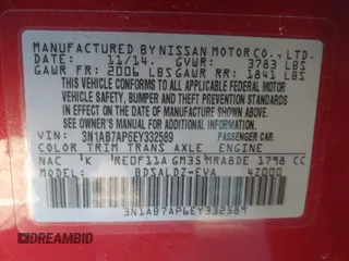 2014 Nissan Sentra S with VIN 3N1AB7AP6EY332589, listed as a IAAI auction lot 41391192 with 85,920 mi miles and . Bid and sale history available at DreamBid. Image 9.