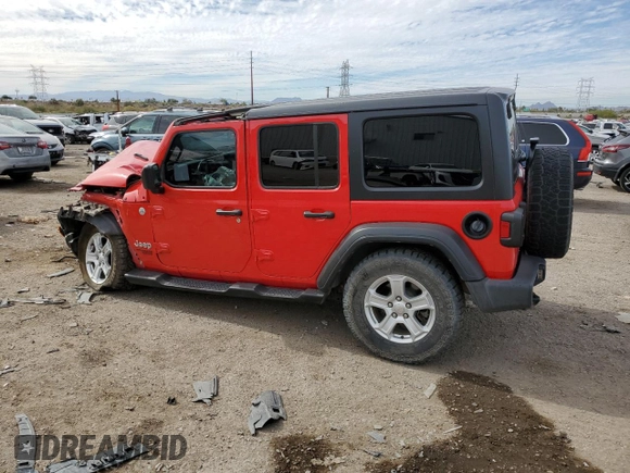 2020 Jeep Wrangler Unlimited Sport S with VIN 1C4HJXDN2LW279810, listed as a Copart auction lot 78827454 with 106,667 mi miles and Salvage title. Bid and sale history available at DreamBid. Image 2.
