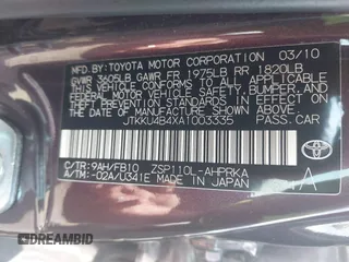 2010 Scion xD with VIN JTKKU4B4XA1003335, listed as a IAAI auction lot 42647834 with 151,379 mi miles and . Bid and sale history available at DreamBid. Image 9.
