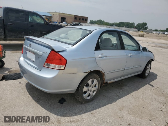 2007 Kia Spectra EX with VIN KNAFE121275411319, listed as a Copart auction lot 58716045 with 309,488 mi miles and Salvage title. Bid and sale history available at DreamBid. Image 3.