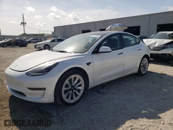 2022 Tesla Model 3 with VIN 5YJ3E1EA0NF320658, listed as a Copart auction lot 53317305 with 27,839 mi miles and Non Repairable. Bid and sale history available at carsss.com. Image 1.
