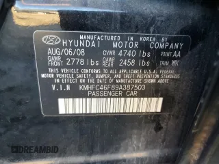 2009 Hyundai Azera Limited z VIN KMHFC46F89A387503, wystawiony jako Copart lot #42305895 z przebiegiem 180 353 mil mil oraz Szkoda całkowita • Salvage title. Historia ofert i sprzedaży dostępna na DreamBid. Obrazek 12.