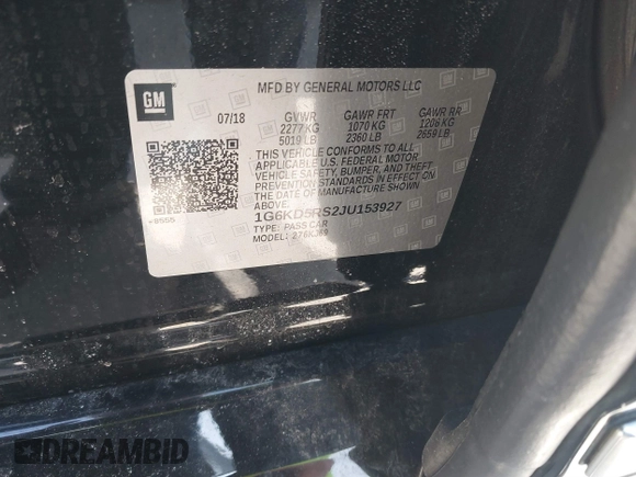 2018 Cadillac CT6 Luxury AWD with VIN 1G6KD5RS2JU153927, listed as a IAAI auction lot 41812028 with 91,364 mi miles. Bid and sale history available at carsss.com. Image 9.
