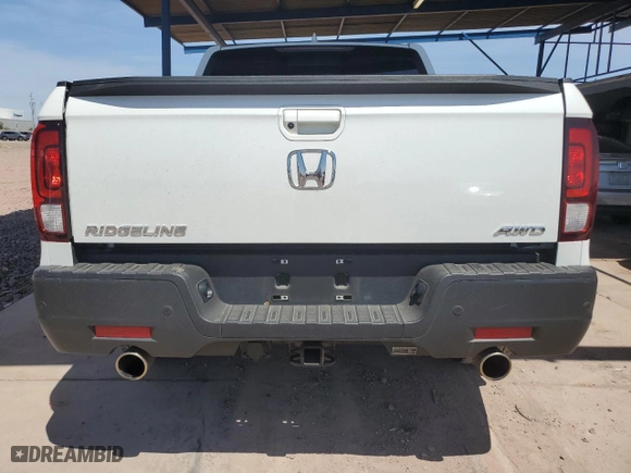 2022 Honda Ridgeline RTL-E with VIN 5FPYK3F76NB015489, listed as a Copart auction lot 52457795 with 35,730 mi miles and Salvage Title. Bid and sale history available at carsss.com. Image 6.