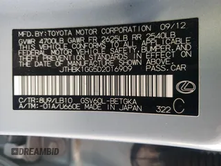 2013 Lexus ES 4dr Sdn with VIN JTHBK1GG5D2016909, listed as a Copart auction lot 85663624 with 123,181 mi miles and Salvage Title. Bid and sale history available at carsss.com. Image 14.