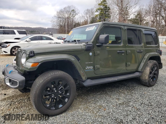 2023 Jeep Wrangler Sahara with VIN 1C4JJXP62PW553101, listed as a Copart auction lot 85543124 with 28,157 mi miles and Salvage Title. Bid and sale history available at DreamBid. Image 1.