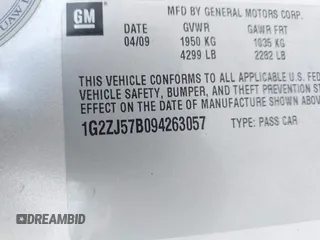 2009 Pontiac G6 1SB z VIN 1G2ZJ57B094263057, wystawiony jako IAAI lot #42092436 z przebiegiem 170 212 mil mil oraz . Historia ofert i sprzedaży dostępna na DreamBid. Obrazek 9.