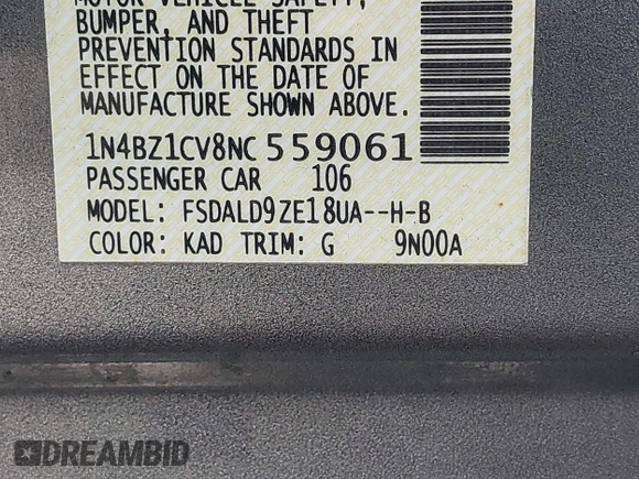 2022 Nissan LEAF SV Plus with VIN 1N4BZ1CV8NC559061, listed as a IAAI auction lot 41487798 with Not Provided miles and . Bid and sale history available at DreamBid. Image 9.