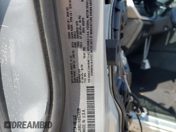 2024 Jeep Grand Cherokee Limited with VIN 1C4RJKBG1R8624639, listed as a Copart auction lot 61496635 with 4,562 mi miles and Salvage title. Bid and sale history available at DreamBid. Image 14.
