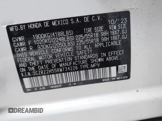 2024 Honda HR-V Sport with VIN 3CZRZ2H55RM734226, listed as a IAAI auction lot 41379416 with 9,692 mi miles. Bid and sale history available at carsss.com. Image 9.
