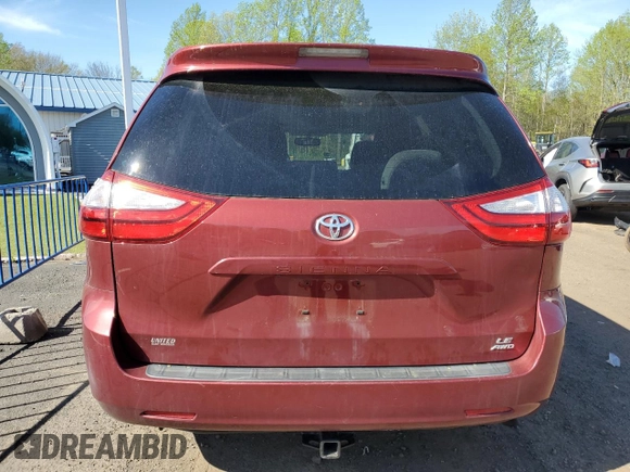 2016 Toyota Sienna LE with VIN 5TDJK3DC5GS132571, listed as a Copart auction lot 55155505 with 143,294 mi miles and Salvage Title. Bid and sale history available at carsss.com. Image 6.
