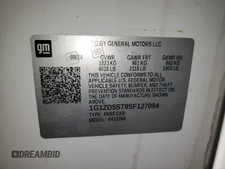 2025 Chevrolet Malibu LT with VIN 1G1ZD5ST9SF127094, listed as a Copart auction lot 50926015 with 9,533 mi miles and Clean Title. Bid and sale history available at DreamBid. Image 12.