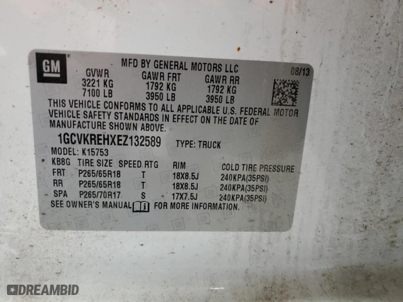 2014 Chevrolet Silverado 1500 LT with VIN 1GCVKREHXEZ132589, listed as a Copart auction lot 87445914 with 188,104 mi miles and Clean Title. Bid and sale history available at carsss.com. Image 12.